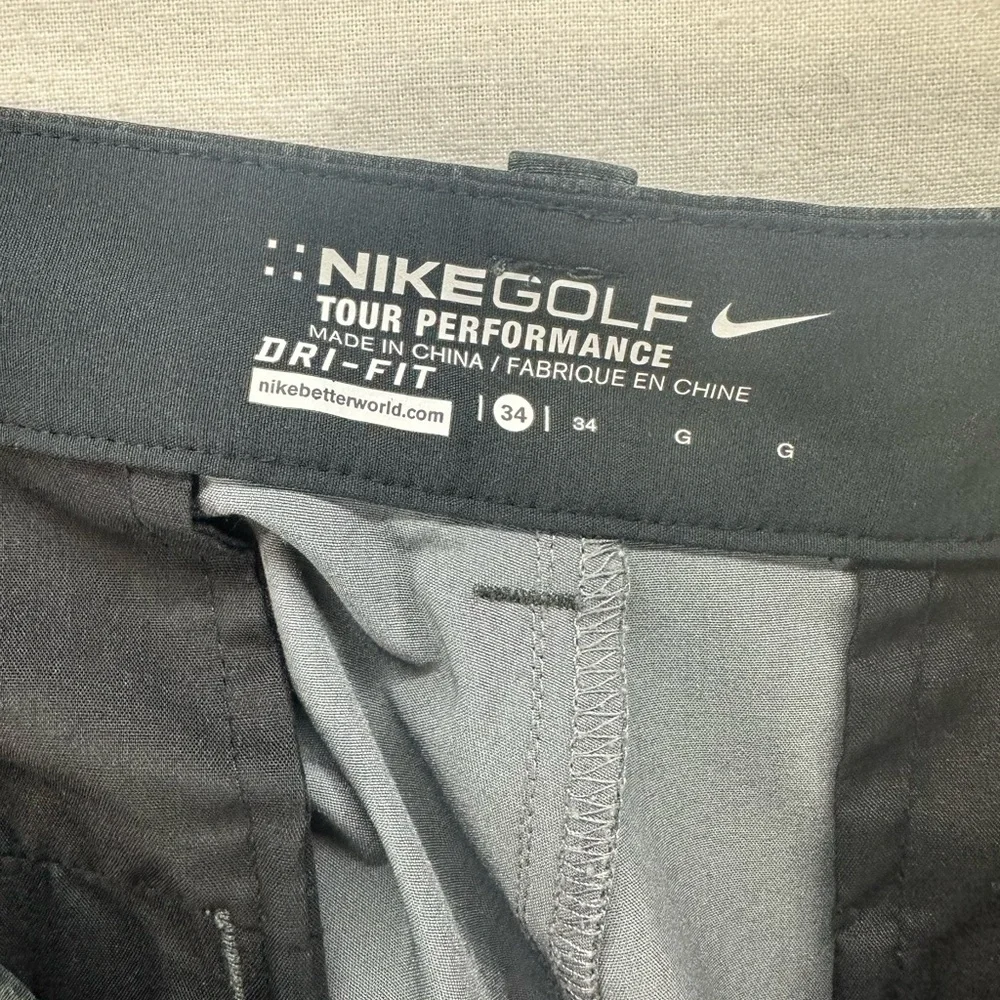 Nike Golf Tour Performance Dri-Fit Plaid‎ Shorts Black Gray Mens Size 34 (36